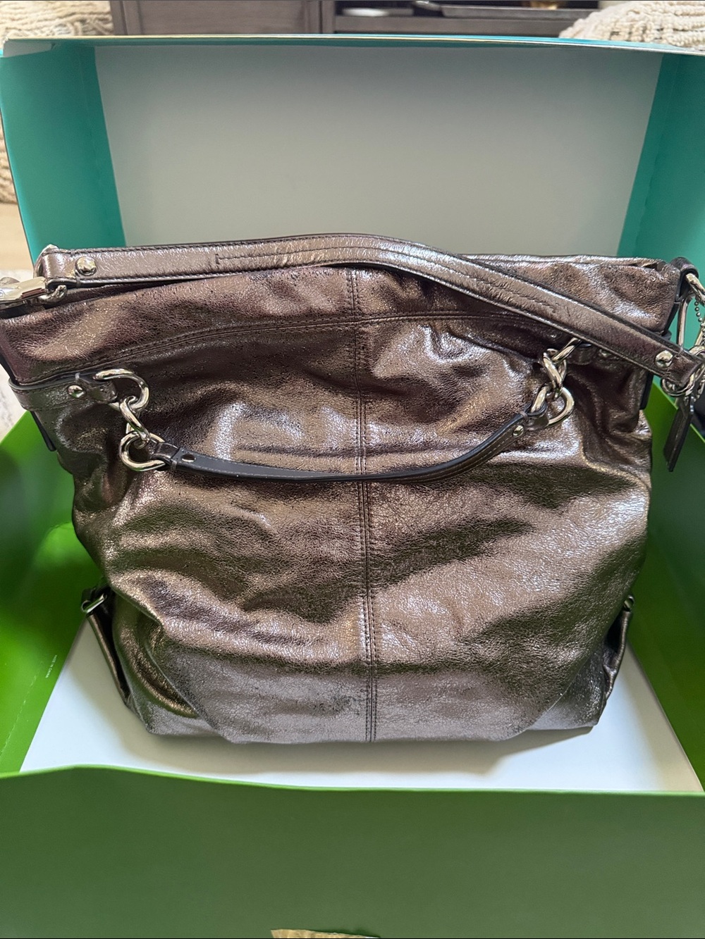 Coach Metallic Leather Shoulder Bag